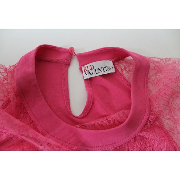 RED Valentino Lace Paneled Raglan Shift Dress Hot Pink Size XS - Picture 5 of 7